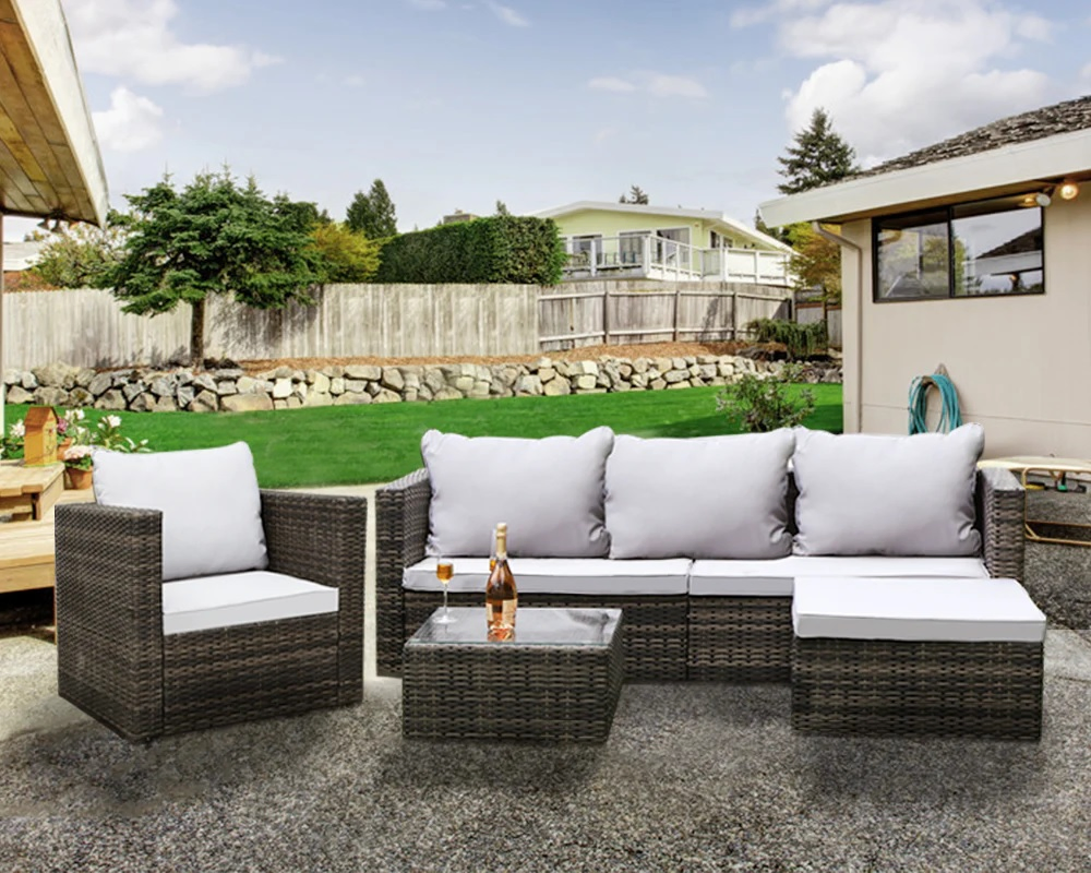 Patio Furniture Set 5 Seater Outdoor Garden Wicker Sectional Furniture Sofa