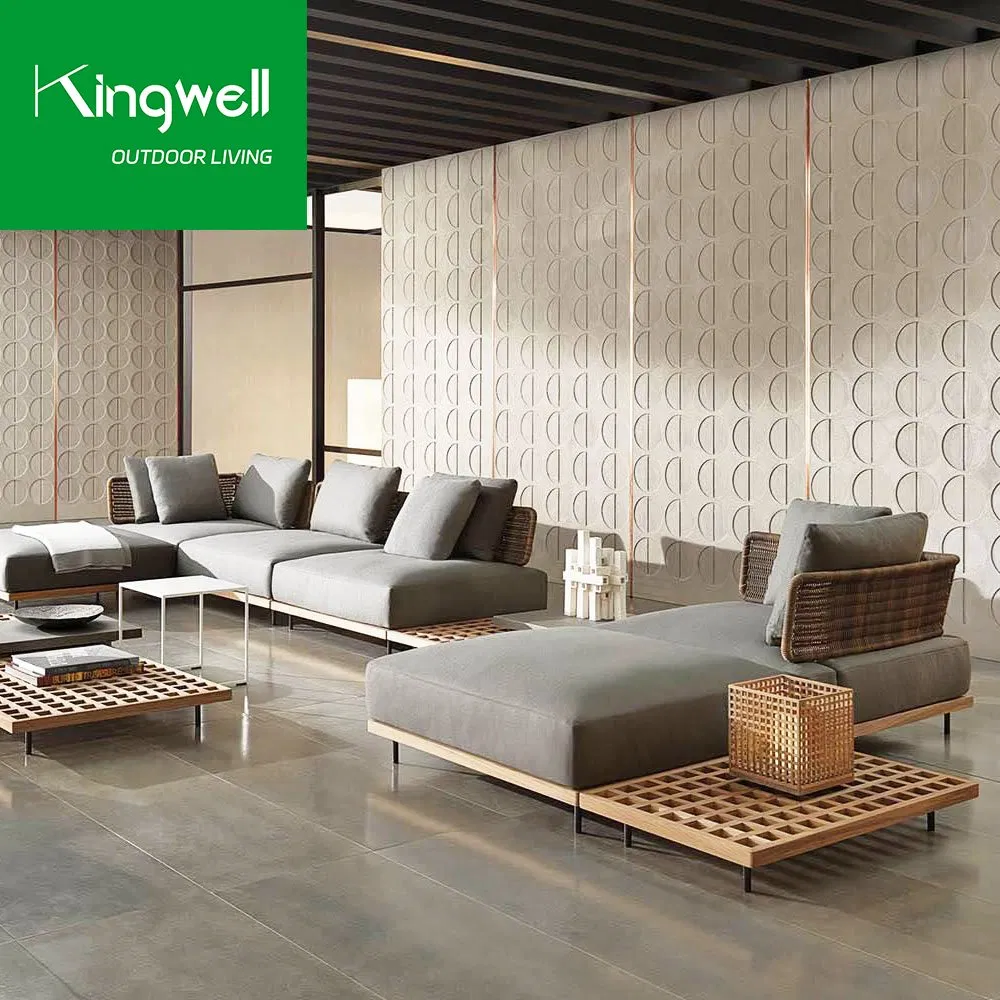 Modern Sectional Garden Furniture Patio Teak Corner L Shape Outdoor Sofa