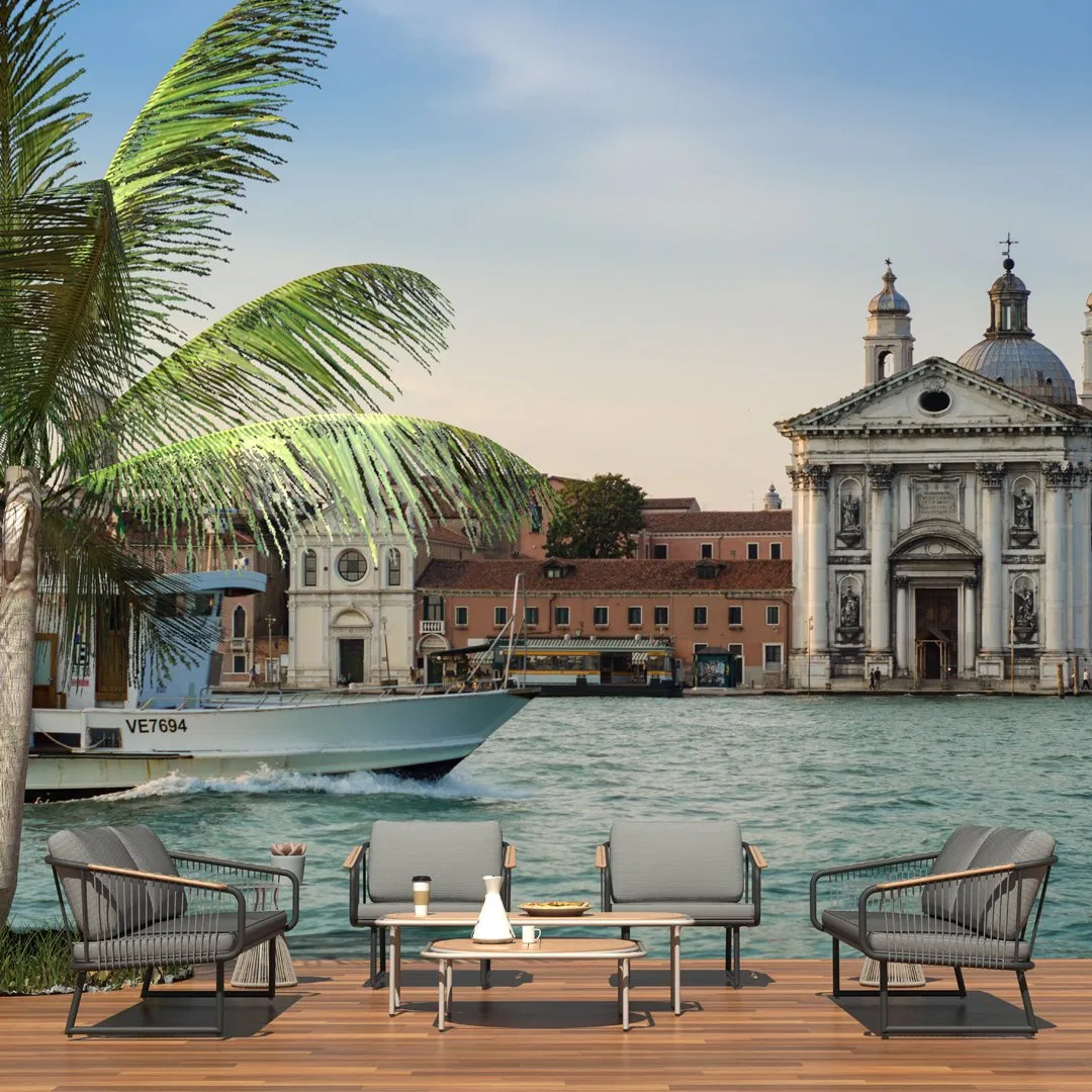 Luxury Modern Teak Wood Waterproof Outdoor Lounge Furniture Set Garden Patio Pool Outside Metal Outdoor Sofa Sectional Furniture