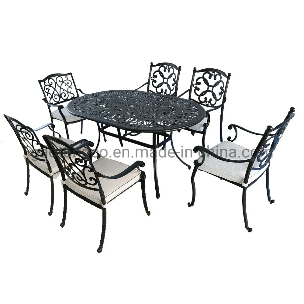 Oval Garden Dining Table Cast Aluminium Patio Dining Table Furniture Sets