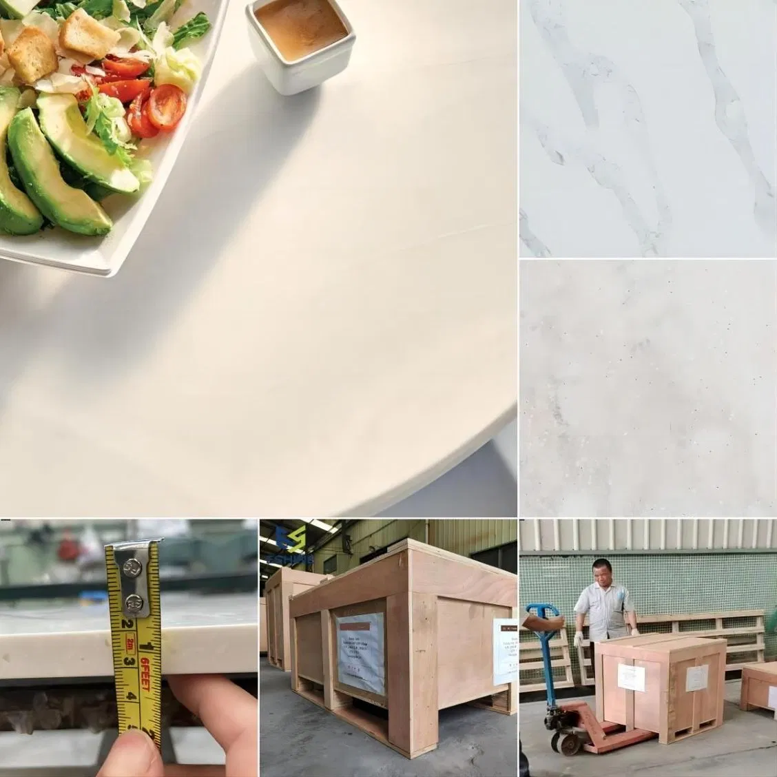 Customized Corian Table Tops for Sale in Vein Pattern/Cream/Warm White and Round/Square/Rectangle Design Corian Top Dining Table for Outdoor/Exterior