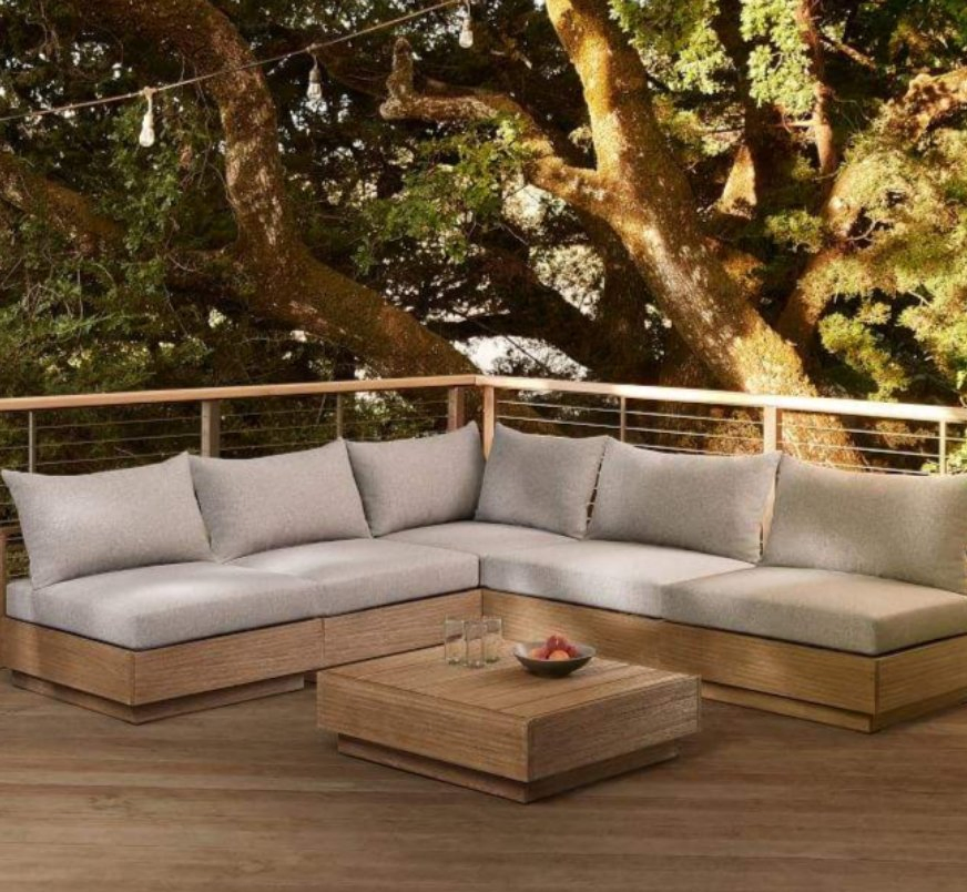 Garden Furniture Aluminium Teak Wood Sectional Set Outdoor Furniture Patio Sofa Set