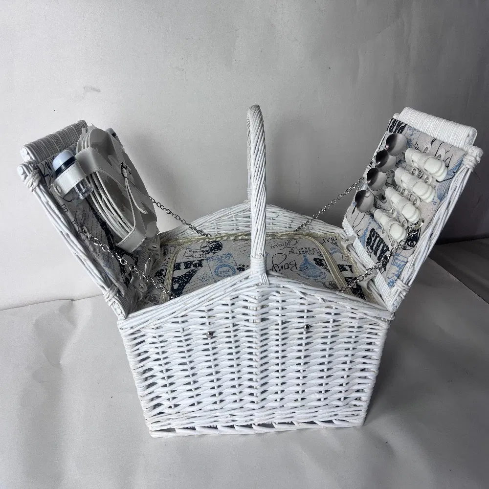 Elegant Mountain Shape Wicker Picnic Hamper Vintage Design Yamagata