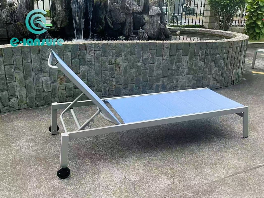 Guangdong Factory Outdoor Garden Aluminum Furniture Waterproof Fabric Sun Bed Beach Textiline Chaise Lounge Chair Poolside Wholesale Sun Lounger Price Leisure