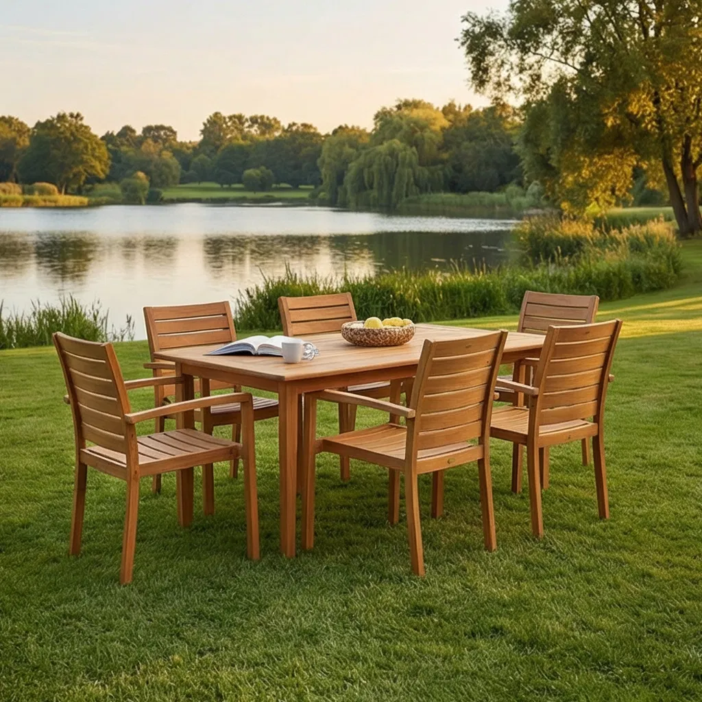 Minimalist Outdoor Bistro Set - Clean Lines, Solid Modified Pine, Compact for Balcony or Terrace