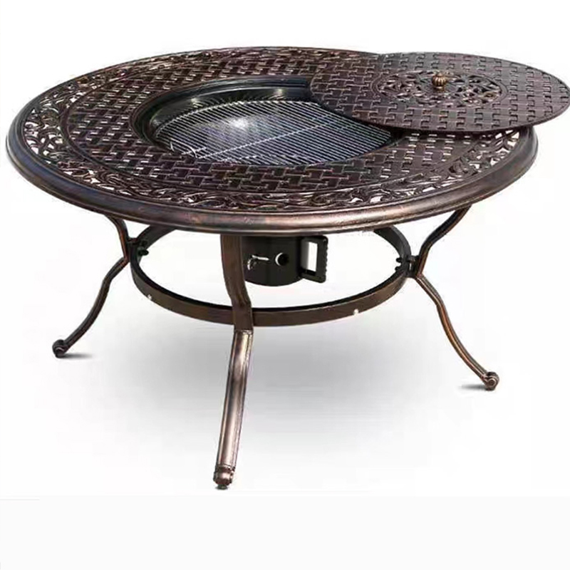 Outdoor Garden Backyard Furniture Classical Cast Aluminum Barbecue Patio Table with Grill
