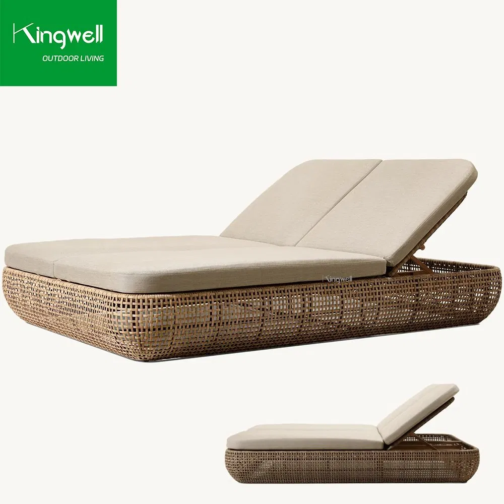 Modern Swimming Chaise Lounge Chairs Rattan Wicker Beach Sun Lounger for Villas Hotel
