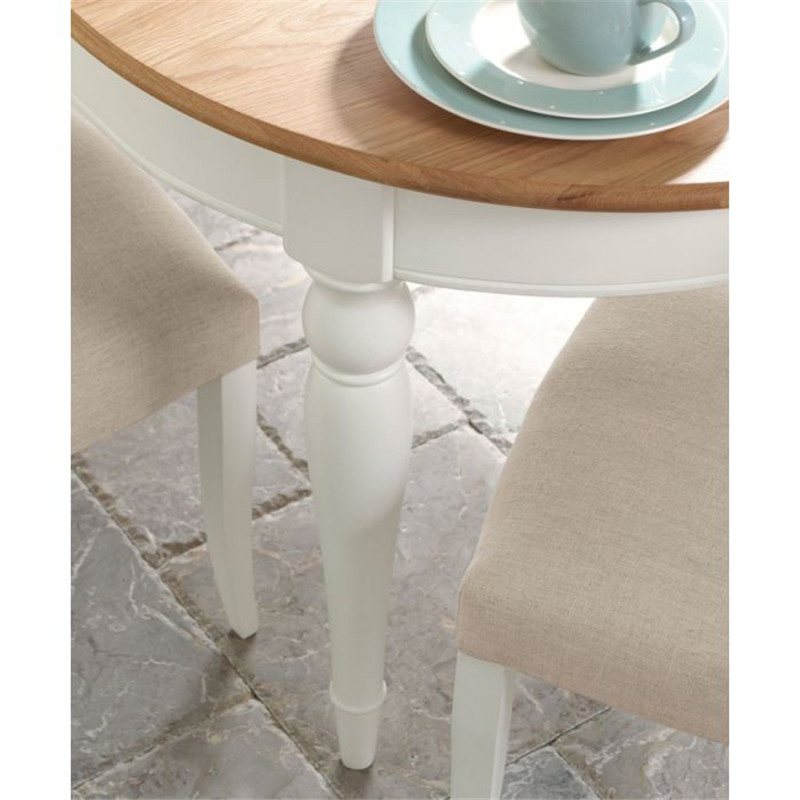 China Manufacturer Wholesale Two Tone Solid Oak with White Painted Wooden 4-6 Extending Circular Dining Table Dining Room Round Painting Extension Tables