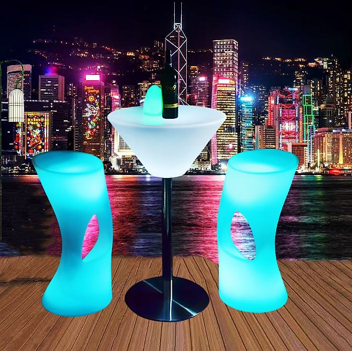 Vibrant RGB LED Outdoor Plastic Bar Stool for Events