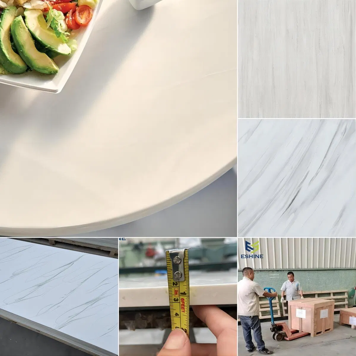 Customized Corian Coffee Table Top in Vein Pattern/Cream/Warm White and Round/Square/Rectangle Design Corian Extending Dining Table for Outdoor/Exterior