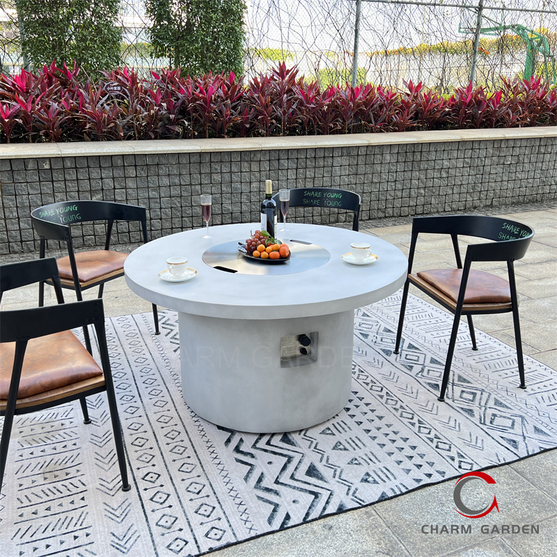 Modern Garden Furniture Dining Concrete Fire Pits Table Concrete Table