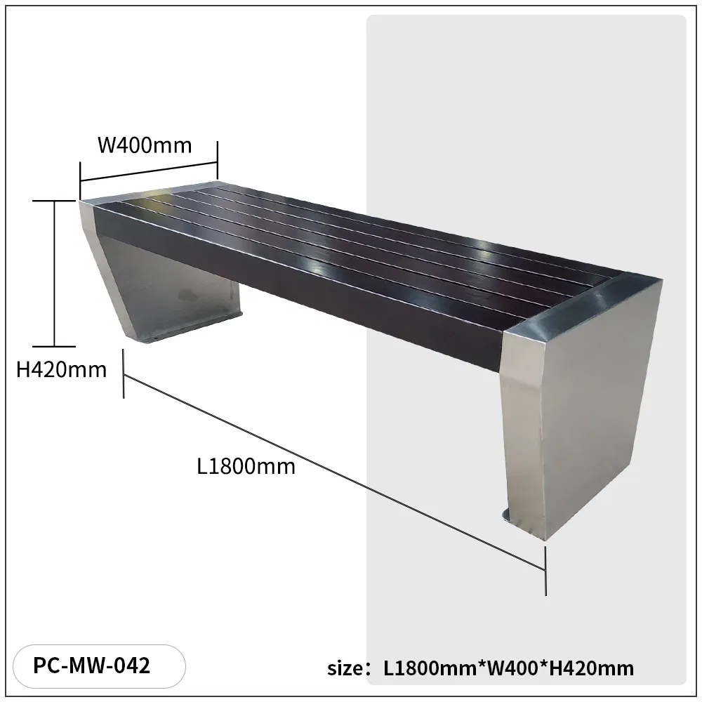 Factory Without Backrest Patio Garden Modern Park Benches Steel Patio Rest Chair Begonia Wood Seating Benches for Outdoor Use