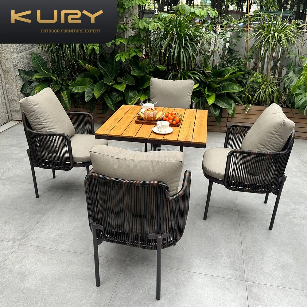 Black Modern Patio Garden Outdoor Furniture Leisure Rattan Aluminium Dining Set