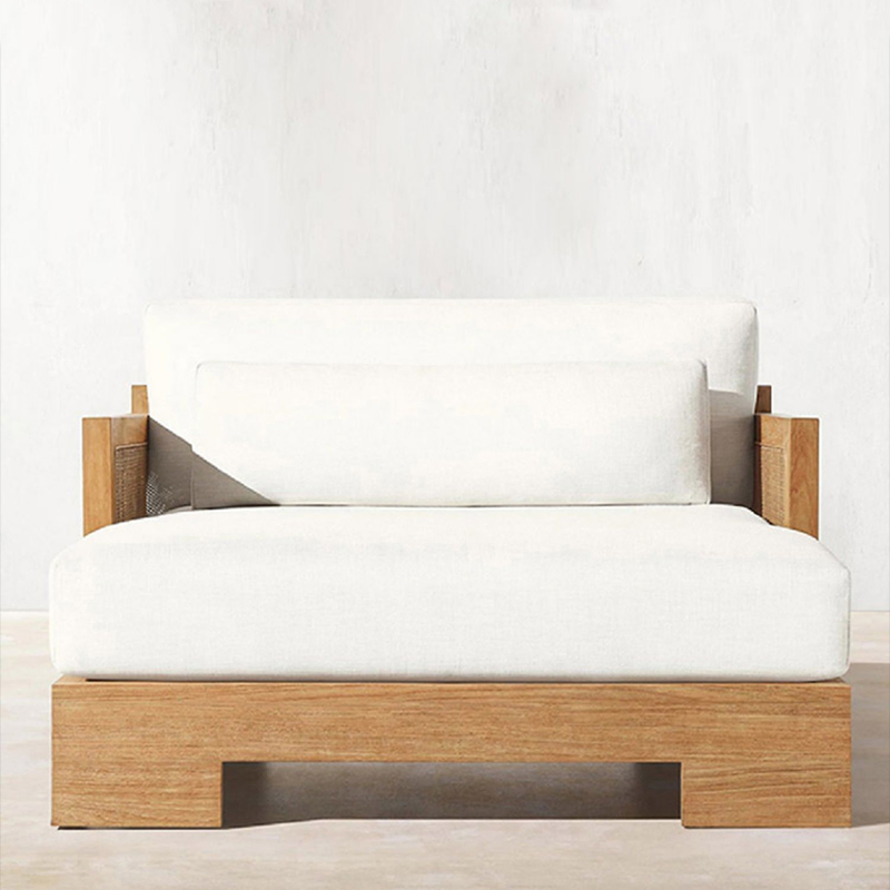 Modern Factory Custom Outdoor Garden Lovely Rattan Teak Wood Sofa Set Furniture