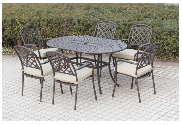 Oval Garden Dining Table Cast Aluminium Patio Dining Table Furniture Sets