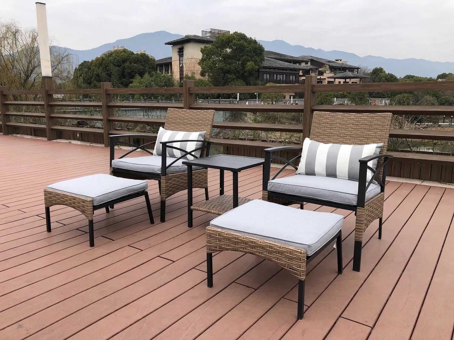 Outdoor Patio Kd 5PCS Rattan Bistro Sofa Set