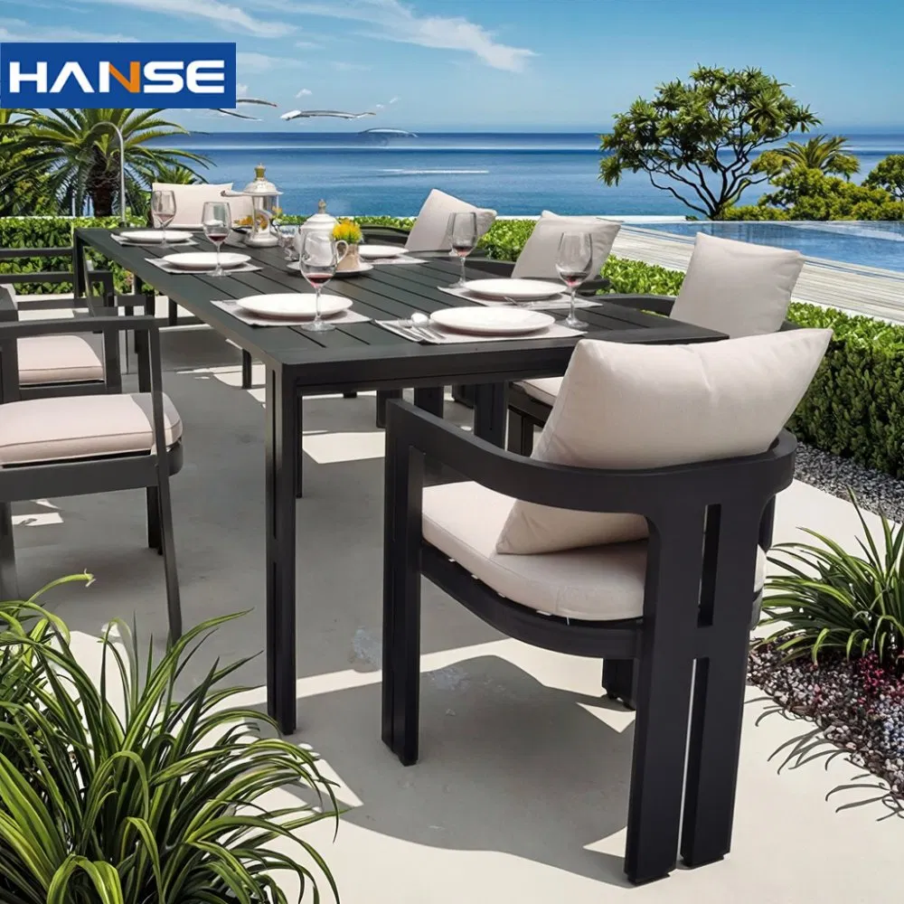 Nordic 6 Seater White Marble BBQ Table Fire Pit Set Garden Dining Table Set Rattan Modern Outdoor Dining Tables