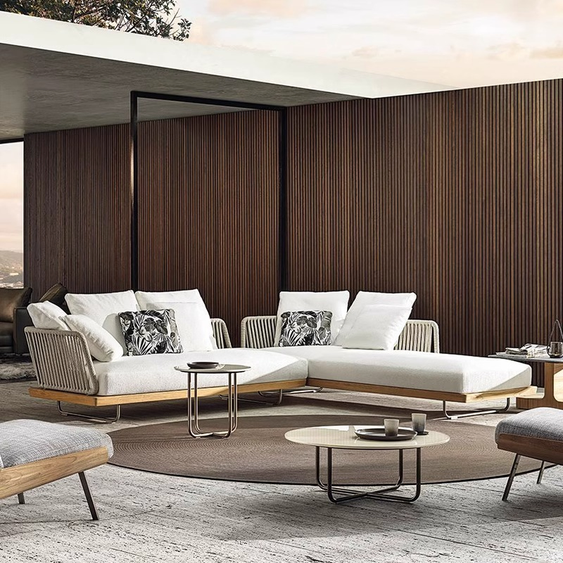 Garden Furniture Aluminium Teak Wood Sectional Set Outdoor Furniture Patio Sofa Set