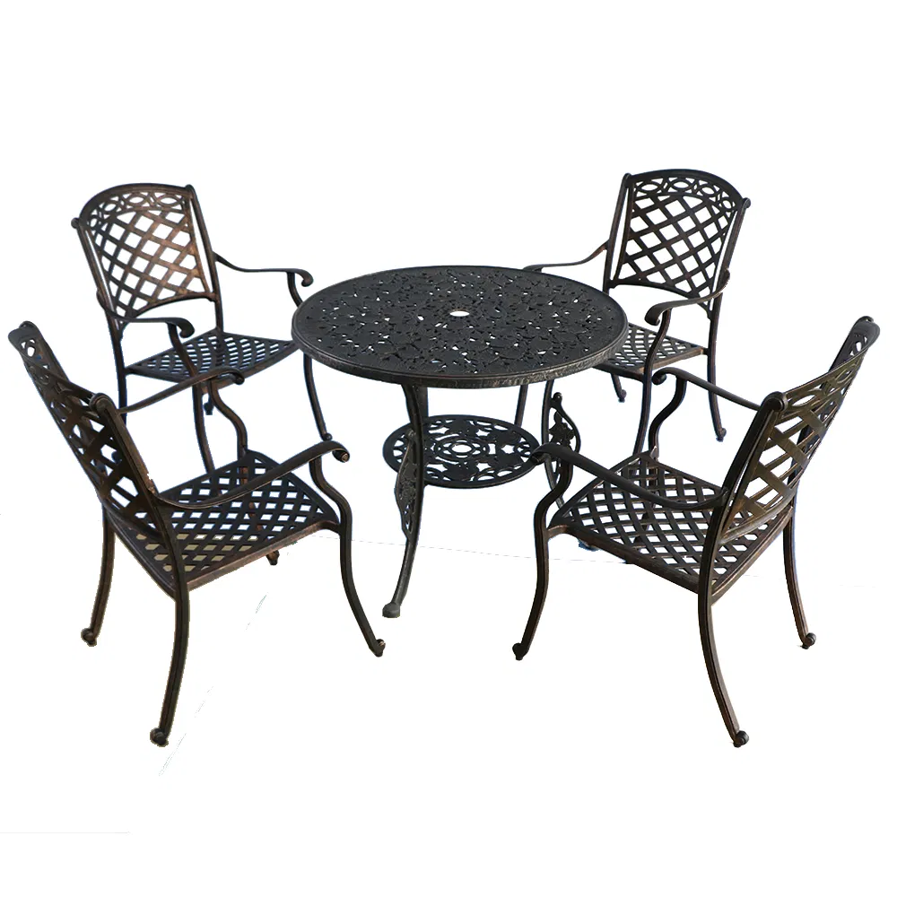 New Design Brown Cast Aluminum Outdoor Bistro Bar Set