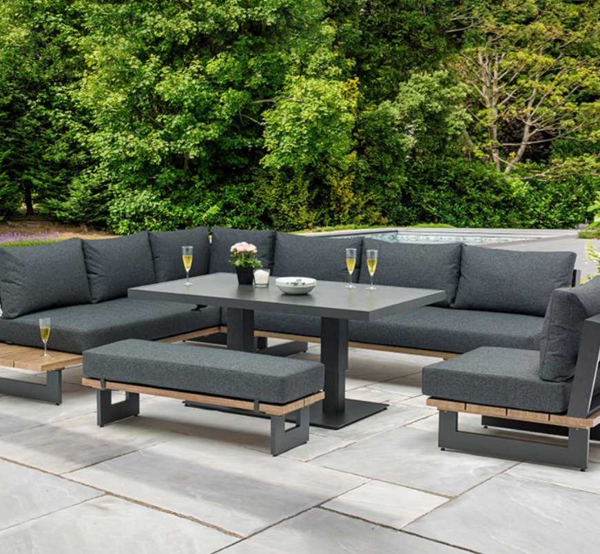 Garden Furniture Aluminium Teak Wood Sectional Set Outdoor Furniture Patio Sofa Set