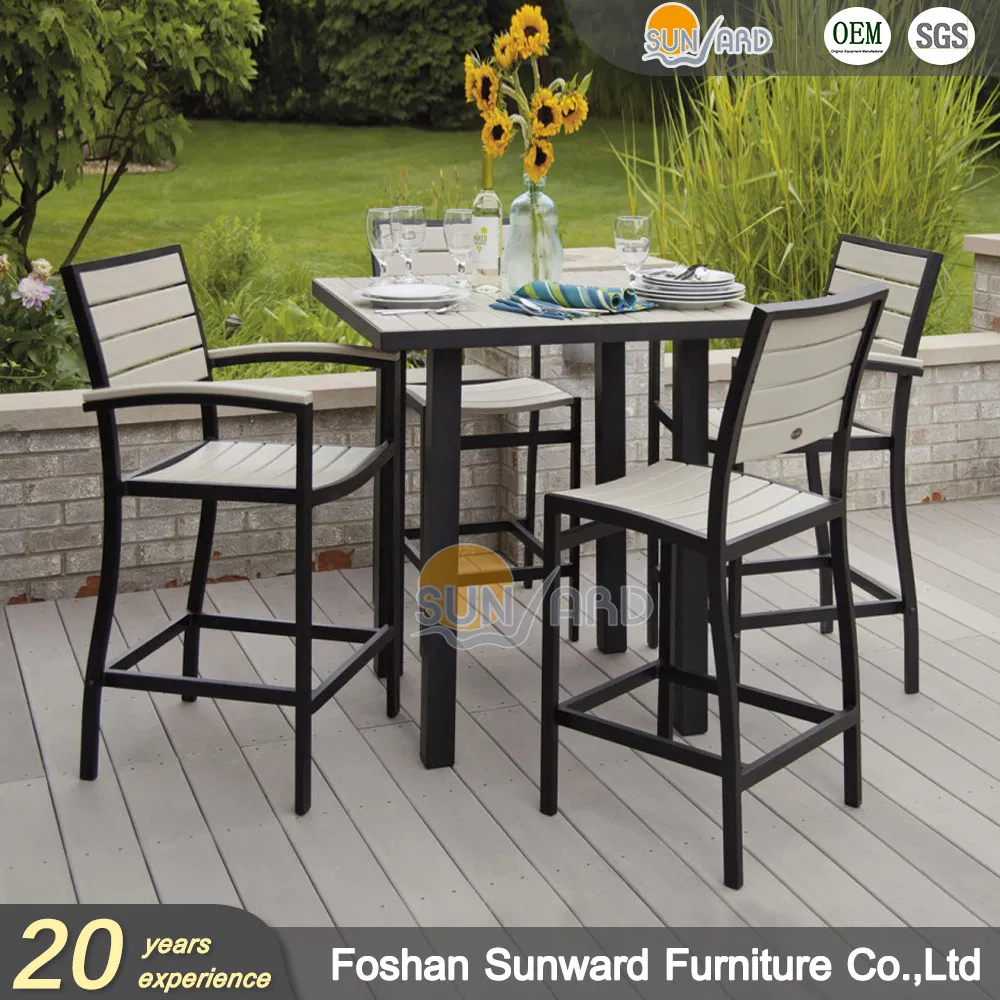 Wholesale Outdoor Garden Hotel Home Patio Modern Customized Aluminum Teak Wood Bistro Bar Set