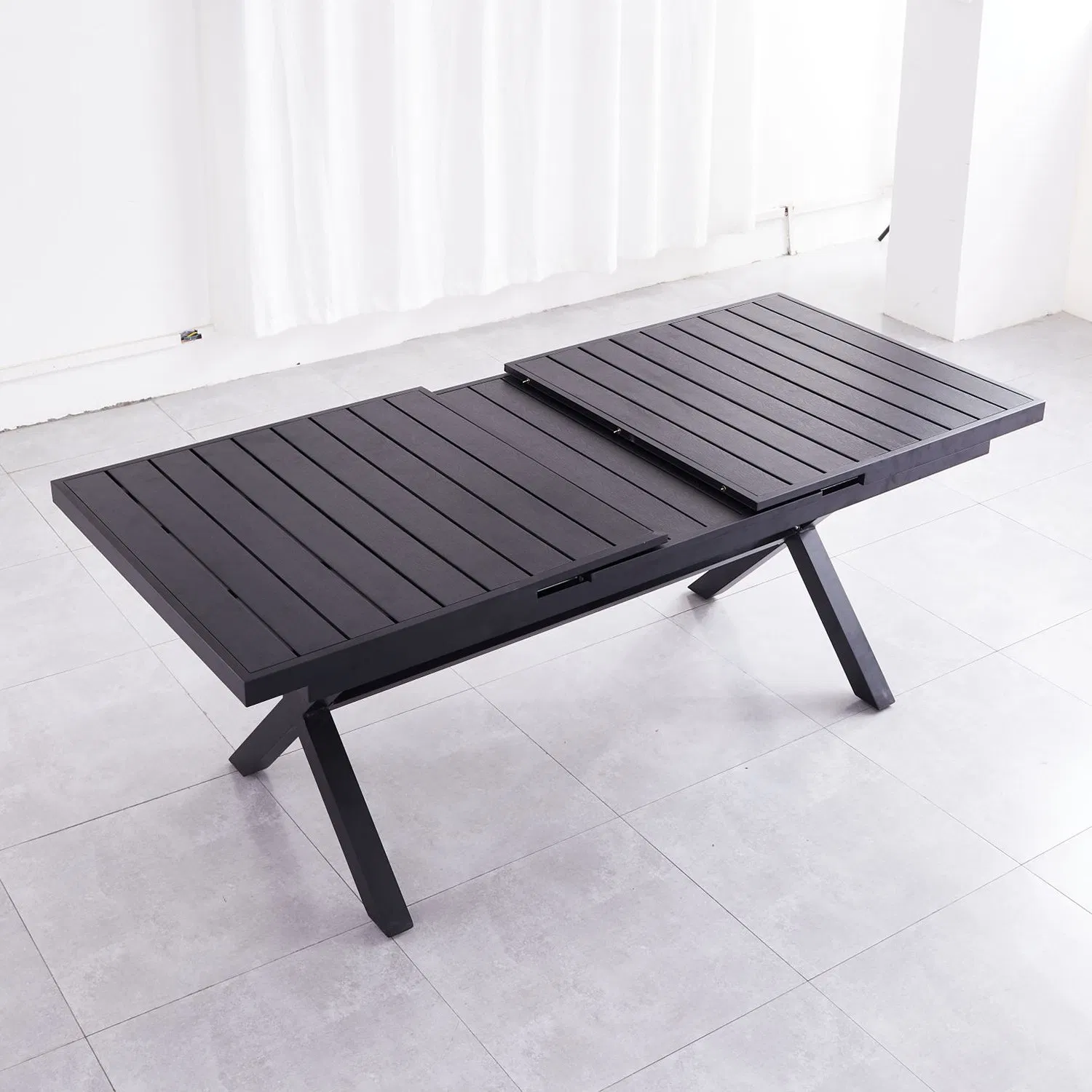 Outdoor All Aluminum Picnic Garden Patio Rectangle Expandable Table Sets