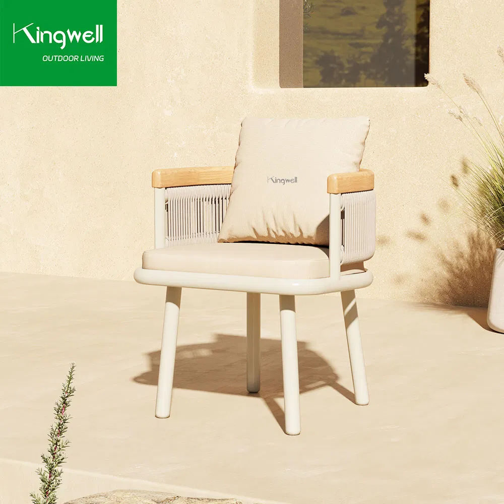 Customized Kingwell Balcony Bistro Furniture Aluminum Rope Outdoor Garden Table Set