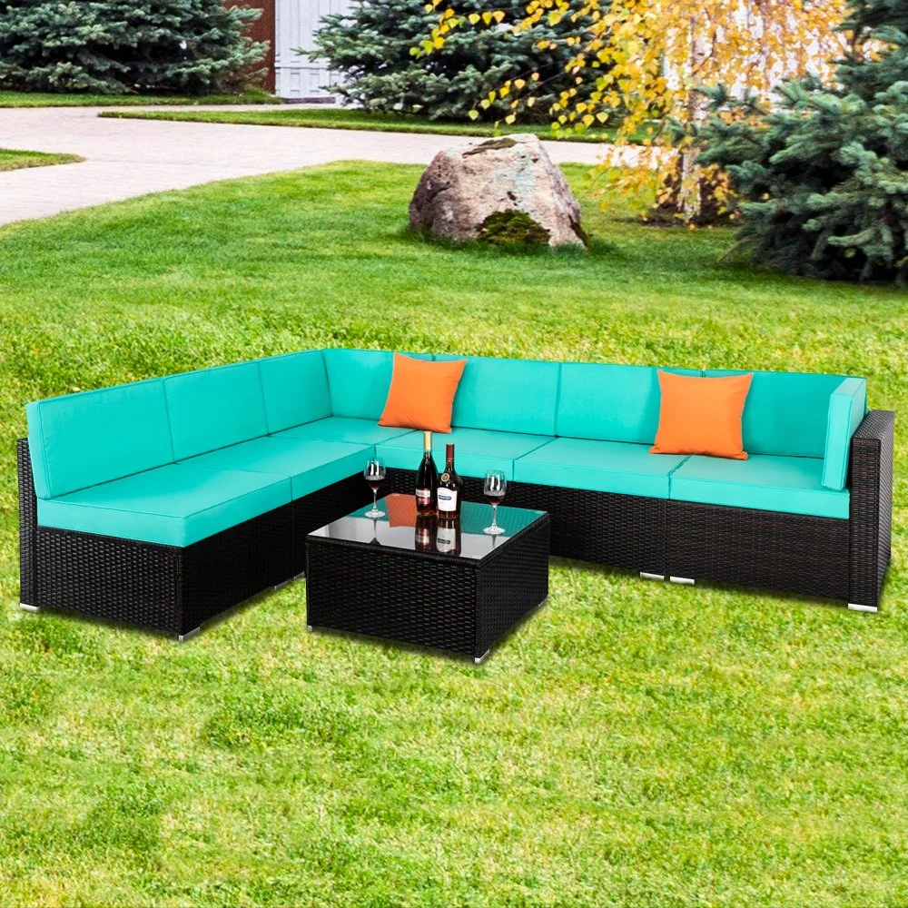 Top Selling Rattan Garden Furniture Weathered Teak Outdoor Sofa Modern Outdoor Furniture