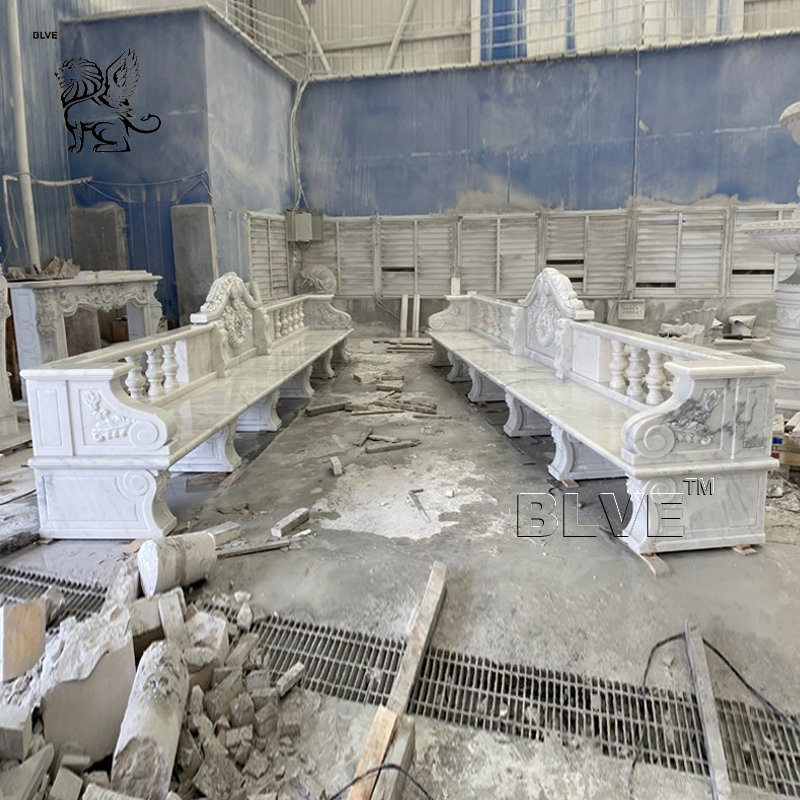 Customized Size Outdoor Park Rest Long Chair Natural Stone Benches White Marble Bench for Garden
