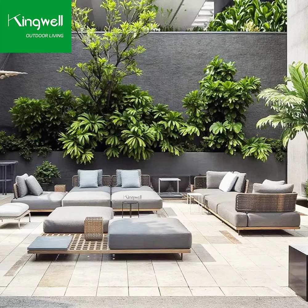 Modern Sectional Garden Furniture Patio Teak Corner L Shape Outdoor Sofa