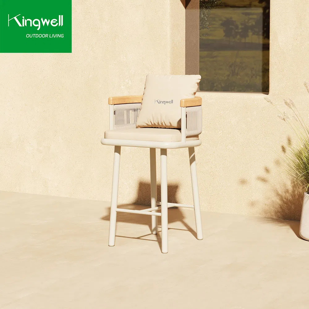 Kingwell Outdoor Furniture Aluminum Dining Bar Stools for Cafe Restaurant Villas