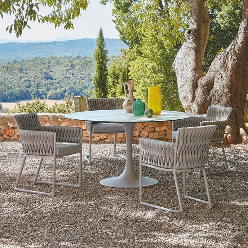 Balcony Garden Patio Furniture Dining Marble Dining Table and Outdoor Chair Set