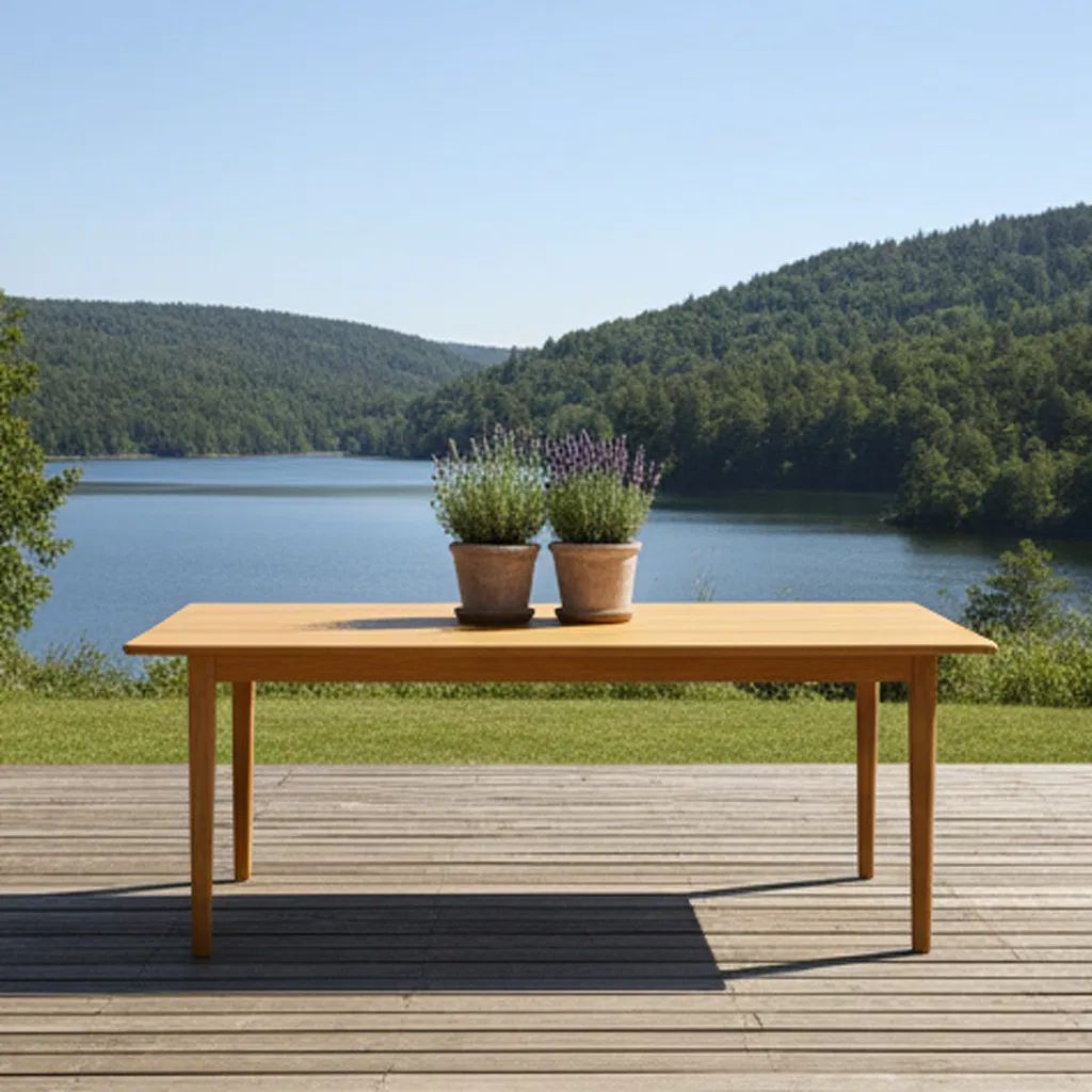 Farmhouse Style Garden Solid Wood Table Weather and Rot Resistan