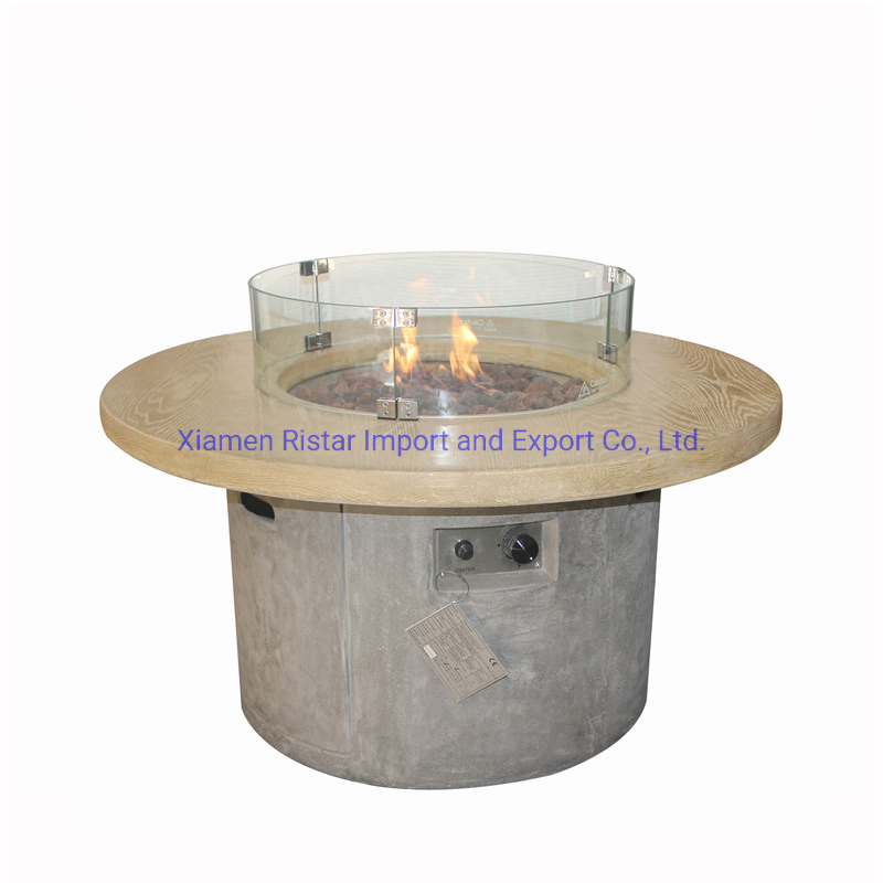 Factory Direct Selling Cement Outdoor Round Gas Fire Pits Propane Dining Table
