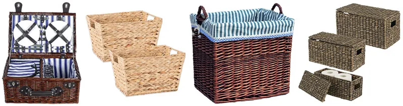 Hand-Woven Wicker Wastebin