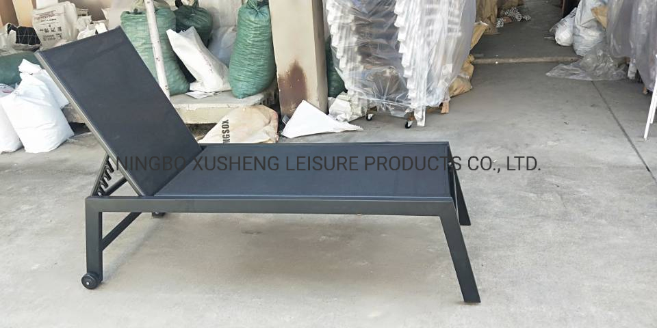 with Wheel Adjustable Gear Position Sun Lounger Outdoor Chaise Lounge