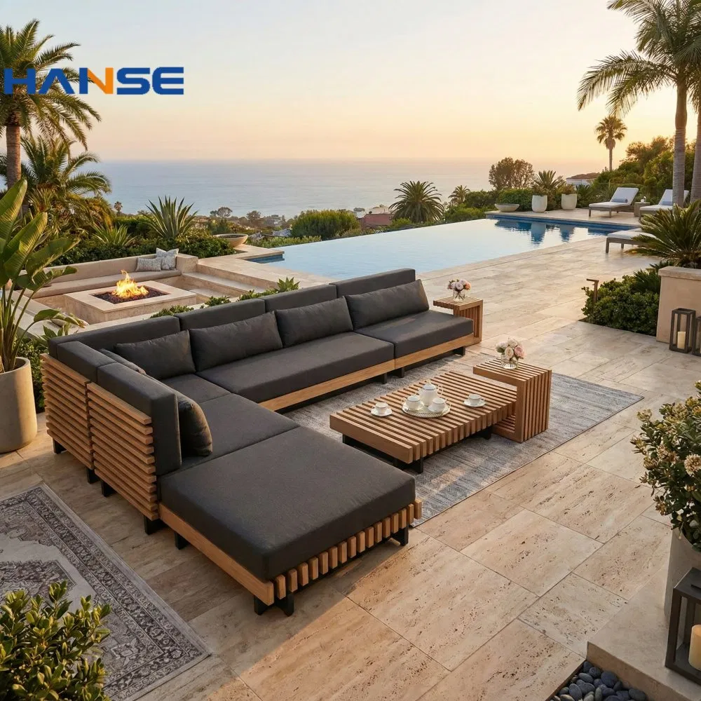 Hot Sale Natural Rattan Wicker Rope Teak Villa Backyard Home and Garden Sofas Outdoor Seating Sofa Set Furniture Outdoor Garden