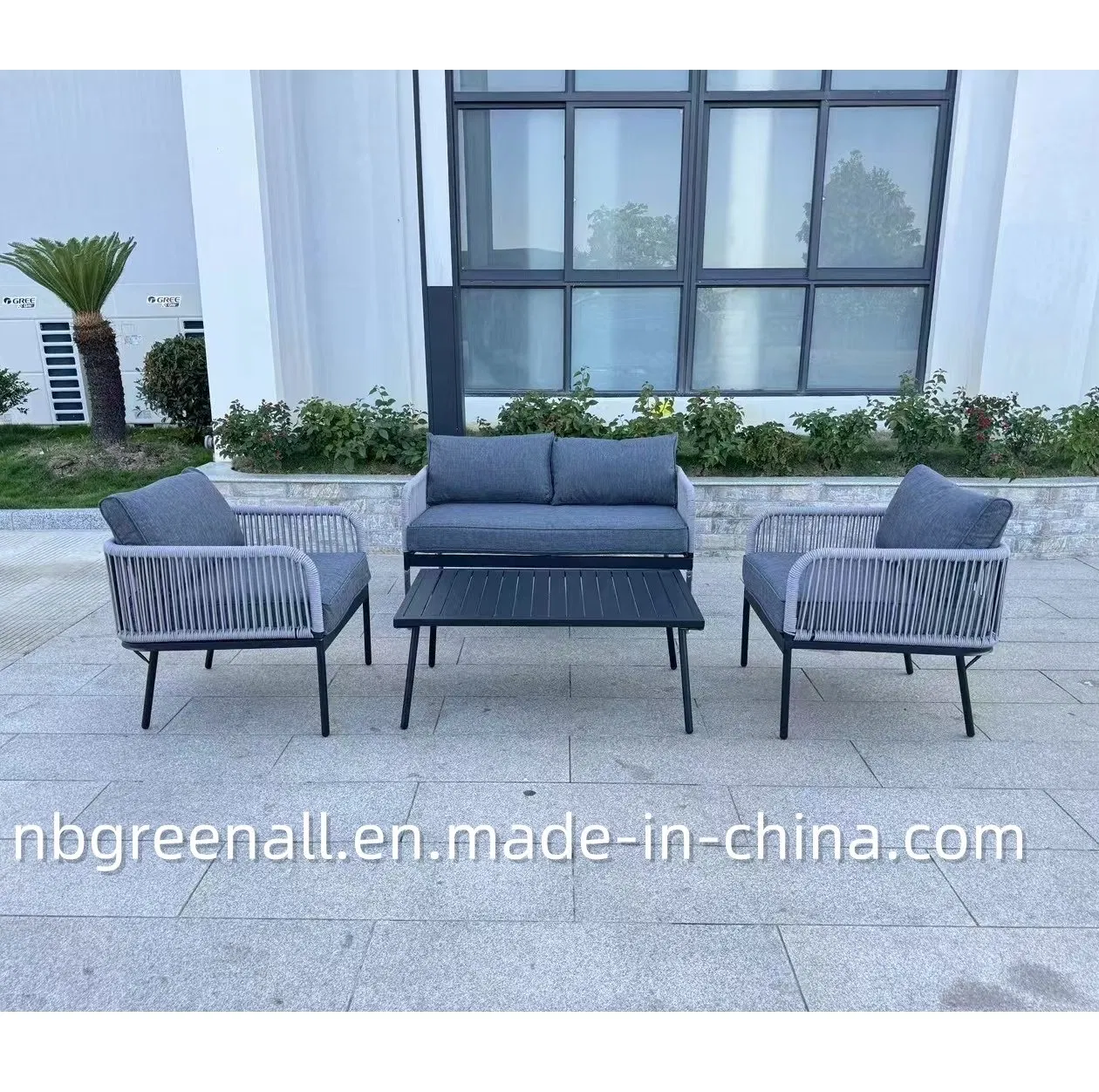 Rope Bistro Set Outdoor Furniture Garden Sofa Set with Rope Weaving
