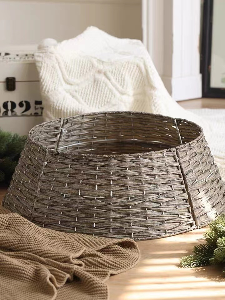 New Arrival Detachable PP Wicker Christmas Tree Collar Decorative Base Stand