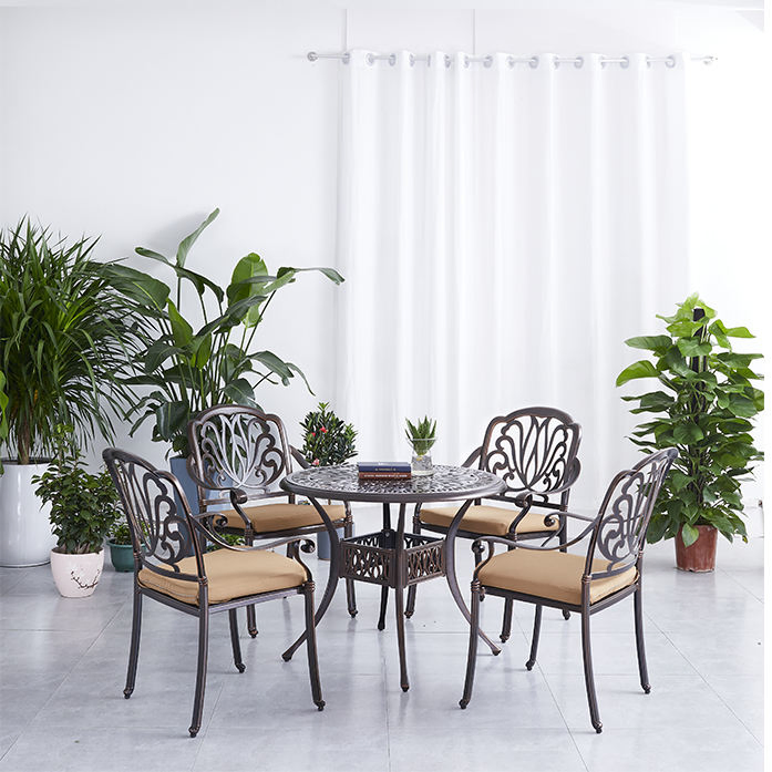 Backyard Cast Aluminum Patio Chair and Table