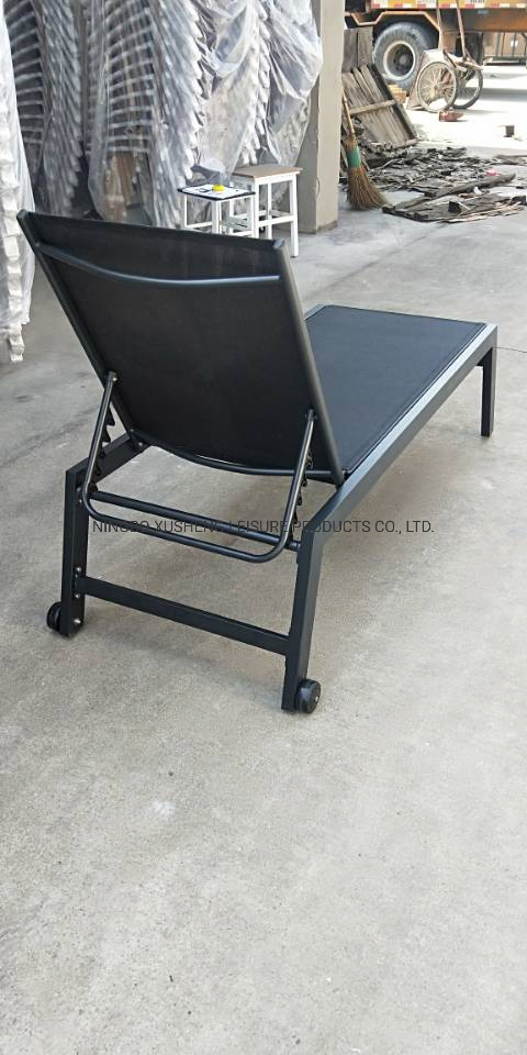 with Wheel Adjustable Gear Position Sun Lounger Outdoor Chaise Lounge