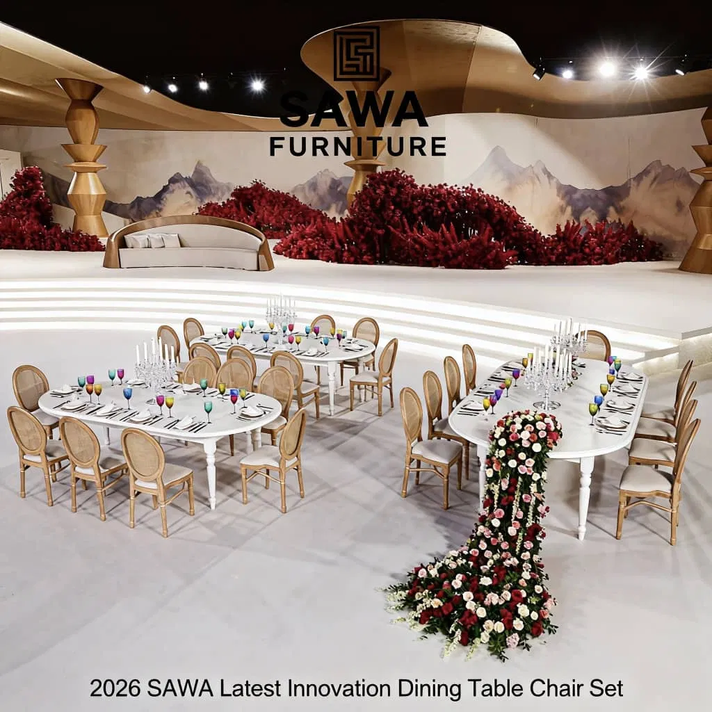 Extra Large 12 Seater Luxury Wedding Garden Event Table and Chairs Set Teak Wood Outdoor Furniture