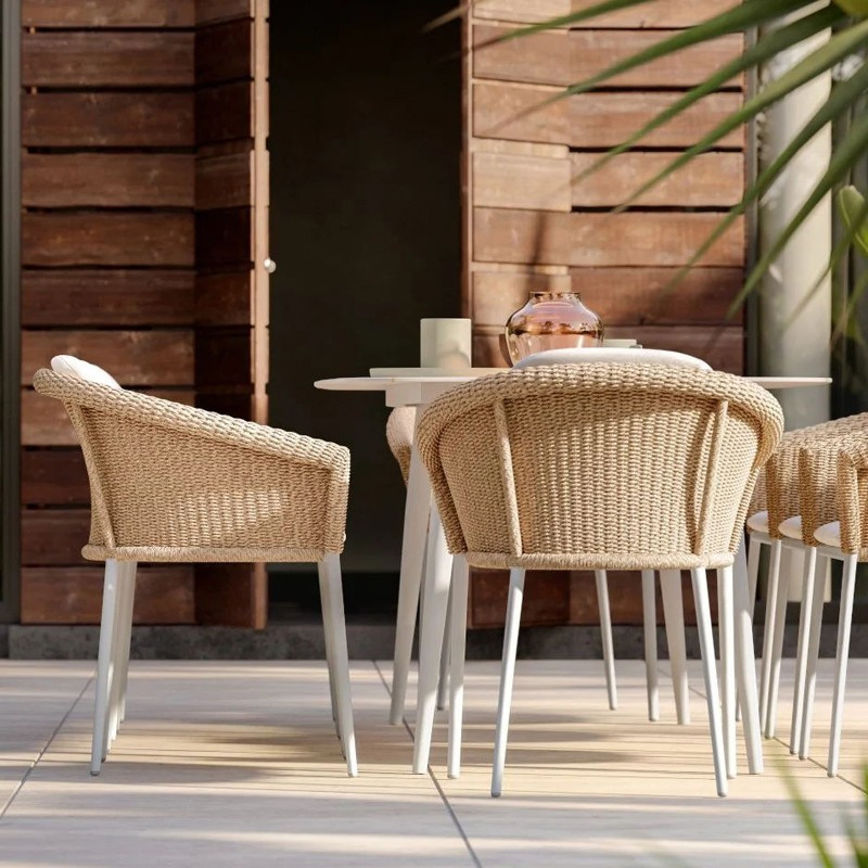 Outdoor Garden Table &amp; Chairs, All-Weather PE Wicker with Aluminum Frame, Waterproof Patio Furniture for Patio, Balcony