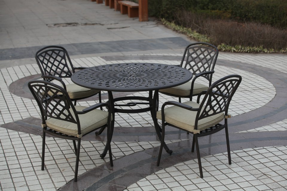 Oval Garden Dining Table Cast Aluminium Patio Dining Table Furniture Sets