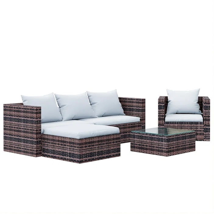 Patio Furniture Set 5 Seater Outdoor Garden Wicker Sectional Furniture Sofa