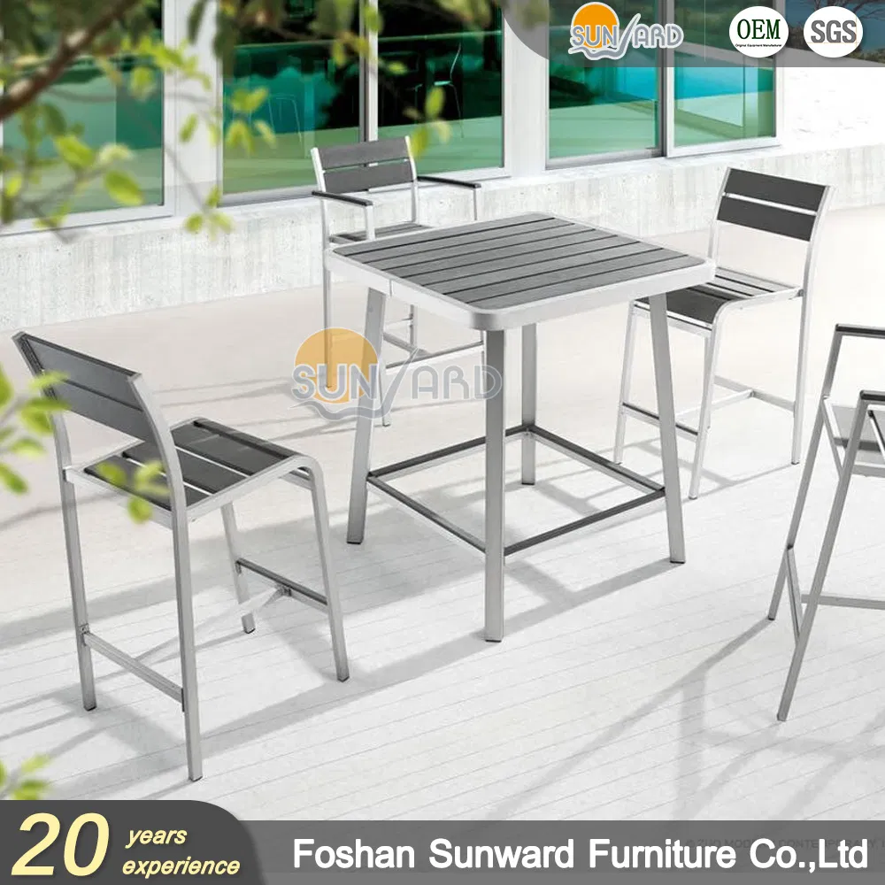 Wholesale Outdoor Garden Hotel Home Patio Modern Customized Aluminum Teak Wood Bistro Bar Set