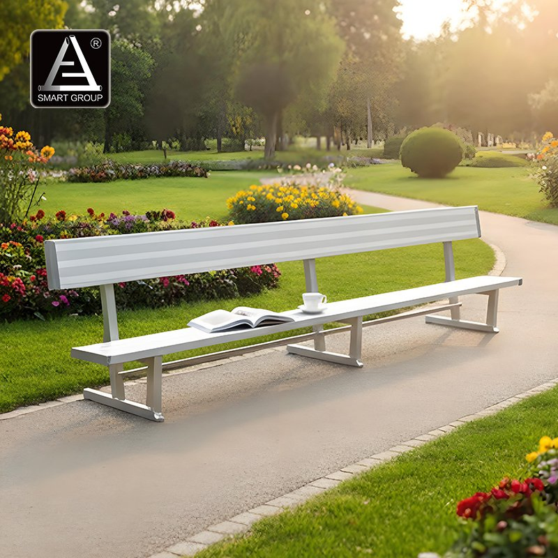 Hot Sale Outdoor Furniture Aluminum Bench Seat Park Street Exterior Bench Chair Seats Garden Patio Waiting Bench for School Mall