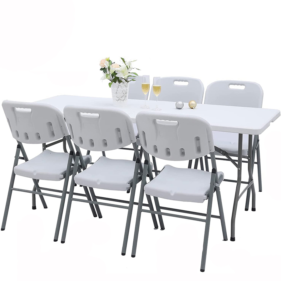 Cheap 6 FT Rectangle Foldable Outdoor White Plastic Folding Table Wholesale
