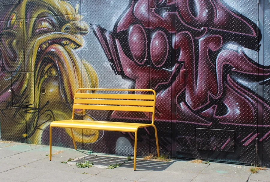 Metal Bench in Garden