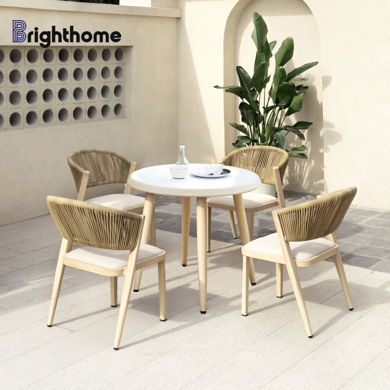 Garden Bistro Rattan Furniture Outdoor Entertaining Patio Dining Table and Chairs Set